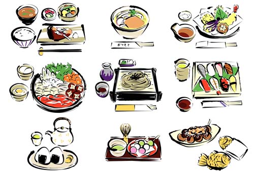 sushi hand drawn elements 