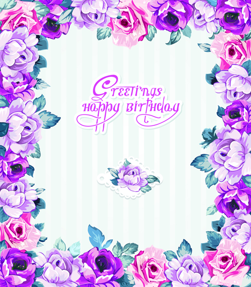Happy easter flower frame background vector 01