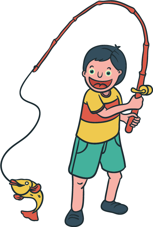 Happy boy cartoon vector material 03