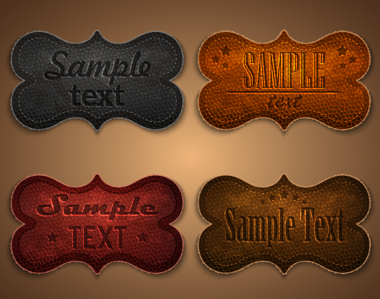 Old leather labels design vector graphics 01