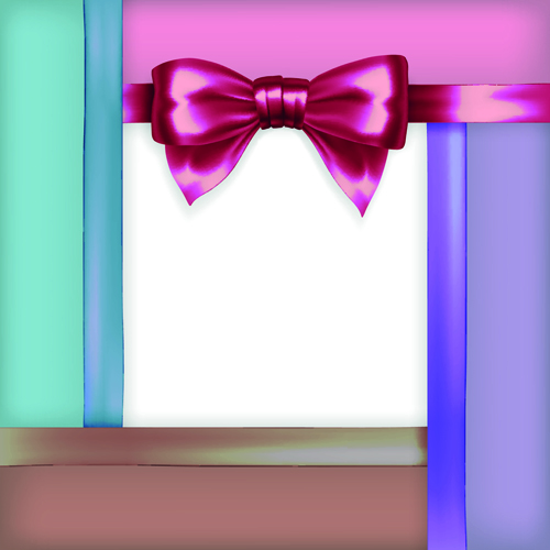 Ornate christmas cards with ribbon bow vector set 03