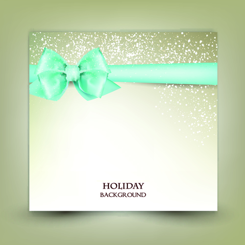 Ornate christmas cards with ribbon bow vector set 06