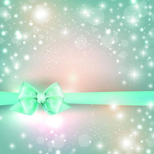Ornate christmas cards with ribbon bow vector set 07