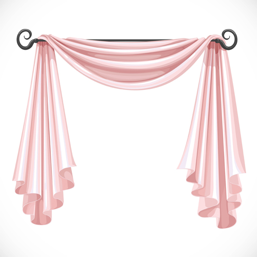 Ornate curtains design vector set 02