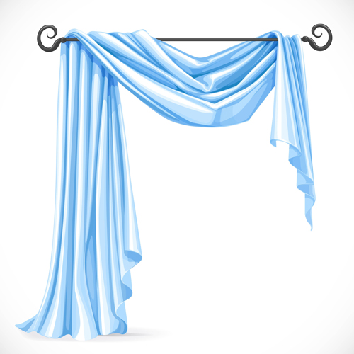 Ornate curtains design vector set 06