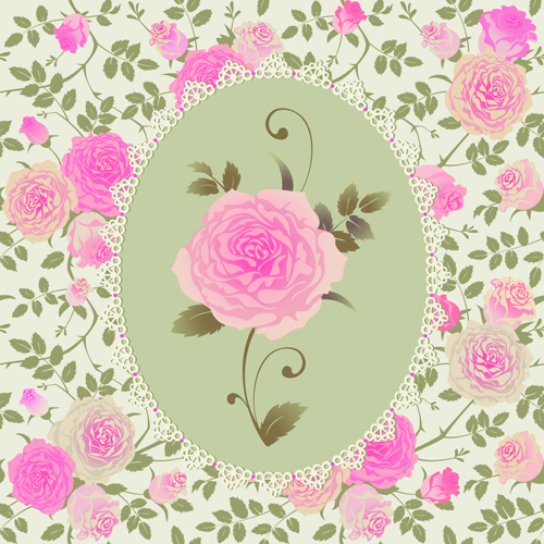attern background vector material 03 Pink rose pattern background vector material 03