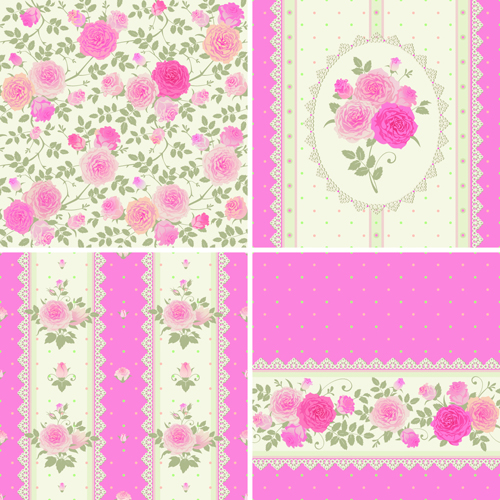 vector material rose pattern rose pink pattern background material background vector background 