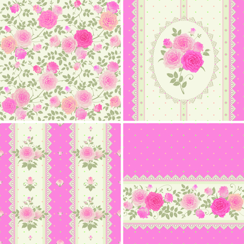 attern background vector material 04 Pink rose pattern background vector material 04