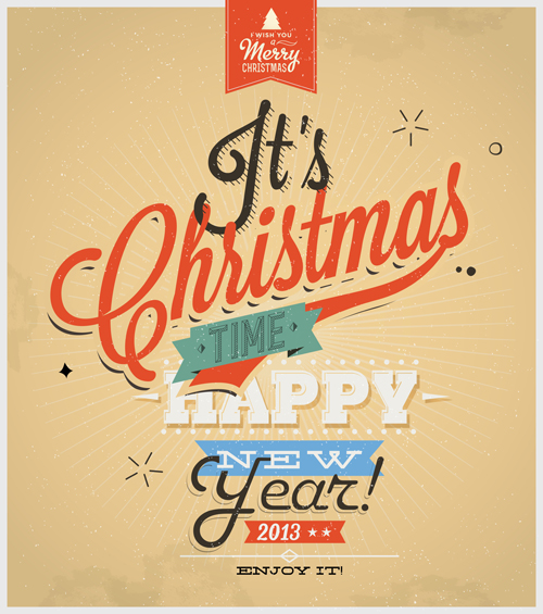 Retro Style Christmas background design 02