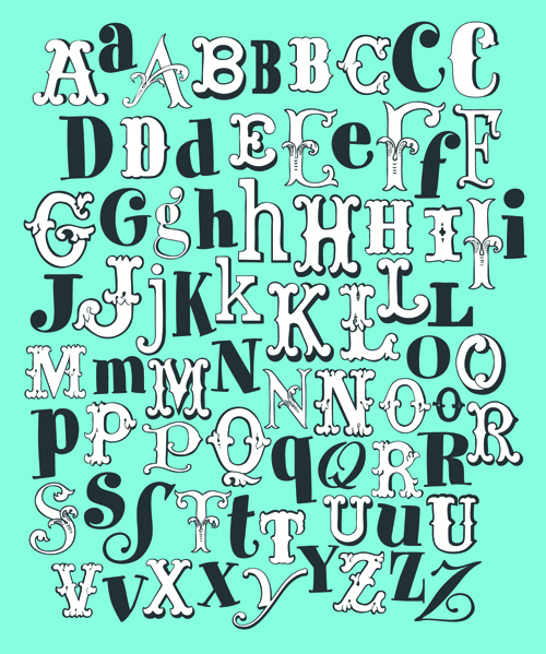 vector material Retro font alphabet 