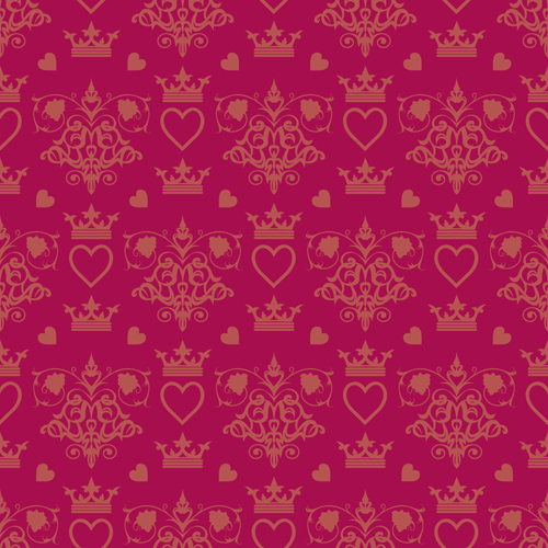 Retro floral with crown vector seamless pattern 04