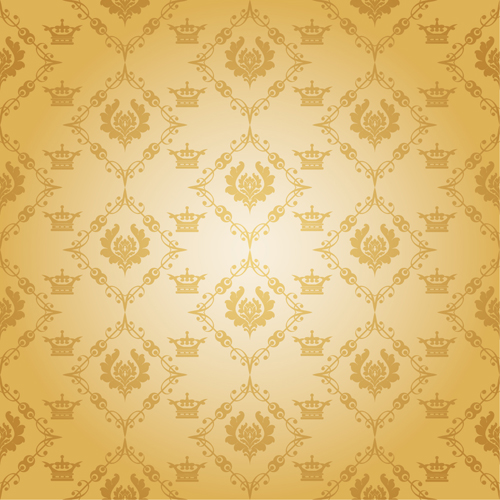 Retro floral with crown vector seamless pattern 10