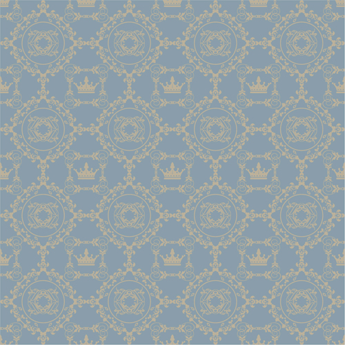 Retro floral with crown vector seamless pattern 14