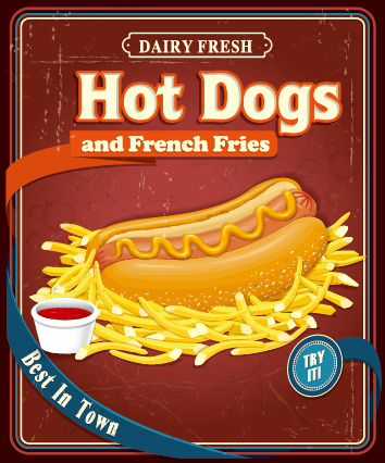 ge fast food poster design vector 05 Retro vintage fast food poster design vector 05