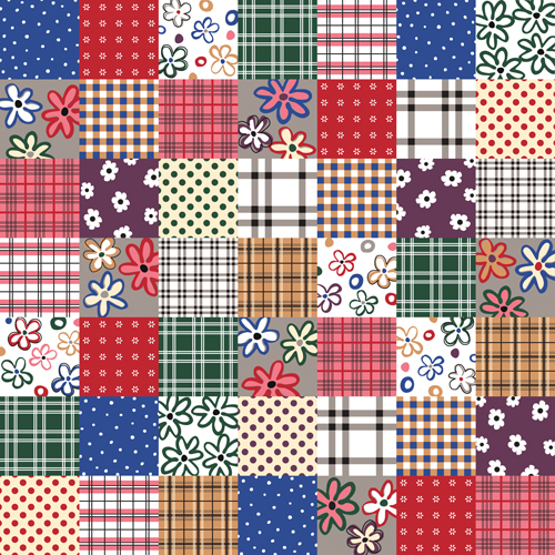 Vector set of floral seamless pattern 02
