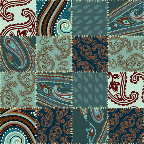 Vector set of floral seamless pattern 04