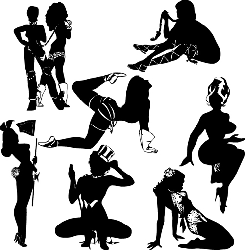 silhouettes silhouette postures girls different 