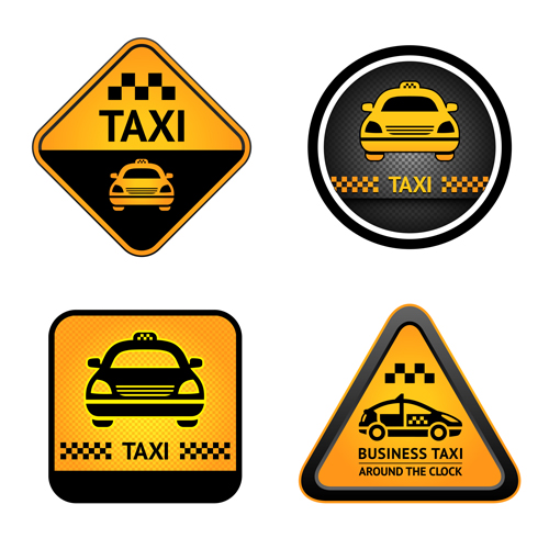 Set of Taxi labels vector 03