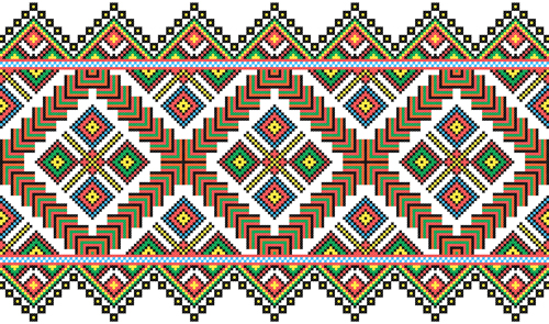 Ukraine Style Fabric ornaments vector graphics 14