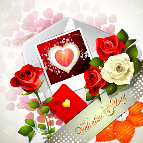 Sweet Valentine day card design vector 01