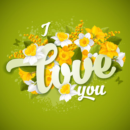 Valentines postcards with beautiful flower vector 02