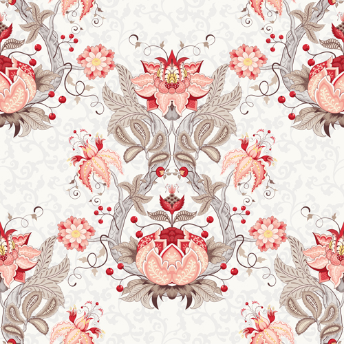 Vine with flower seamless pattern vector 01