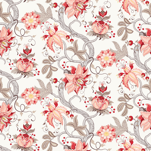 Vine with flower seamless pattern vector 02