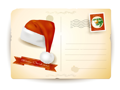 Vintage Christmas Postcard design vector