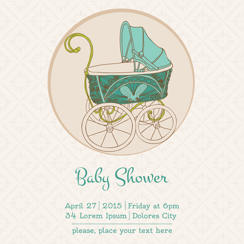 Vintage baby shower vector card Vintage baby shower vector card