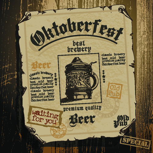 Vintage oktoberfest beer poster vector