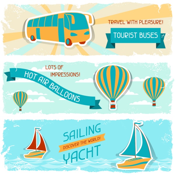 Vintage travel sticker banners vector