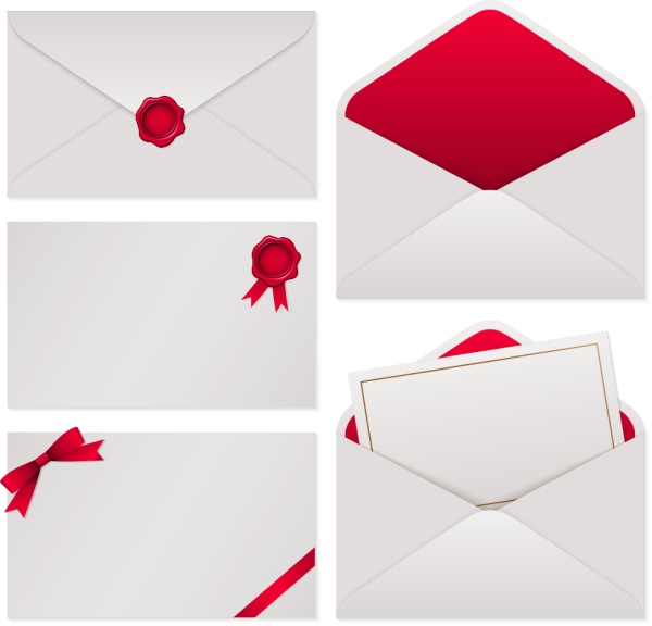 White with red envelope vector material