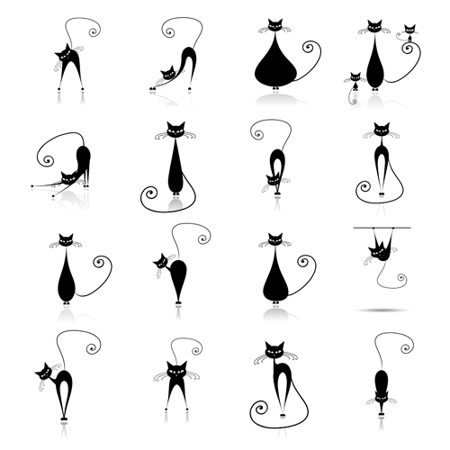 Vector Amusing cats design set 05