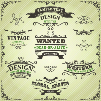 Retro labels and Accessories vector set 03