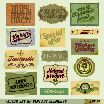 Retro labels and Accessories vector set 04