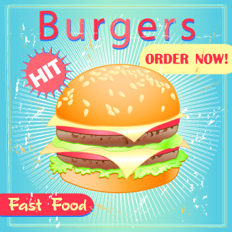 Retro style poster food elements vector 02
