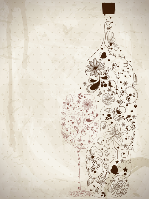 Floral Wine creative design vector 01