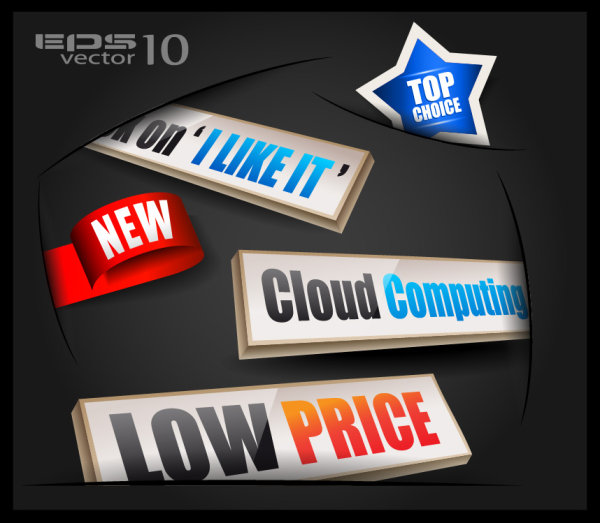 Business label elements vector set 02
