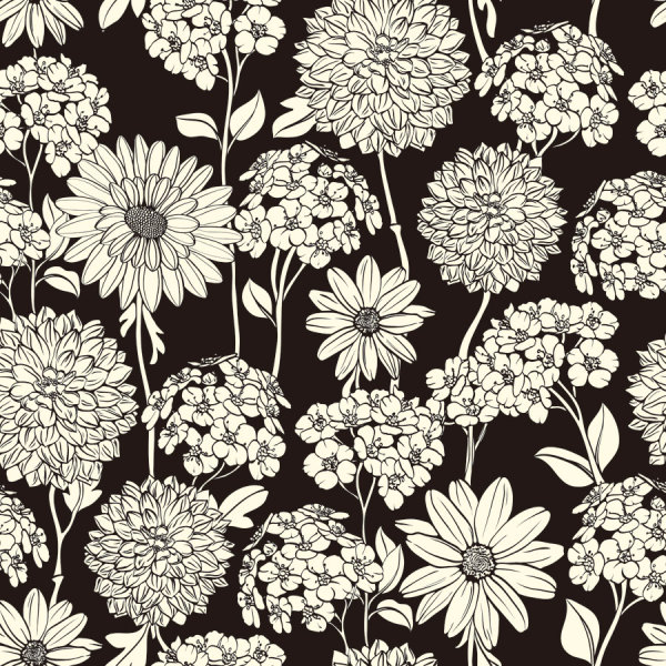 Amazing Flower Drawing background vector 02