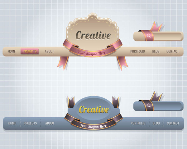 Creative Website Navigation menu design vector 03