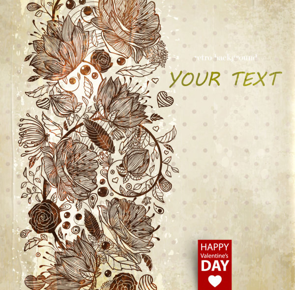 Hand drawn flower vector background art 04