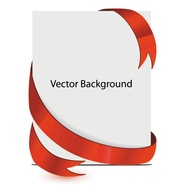 Paper and red ribbons background design vector