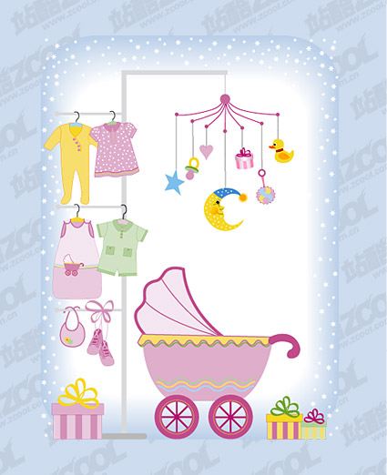 Cute baby design elements vector graphic set 01