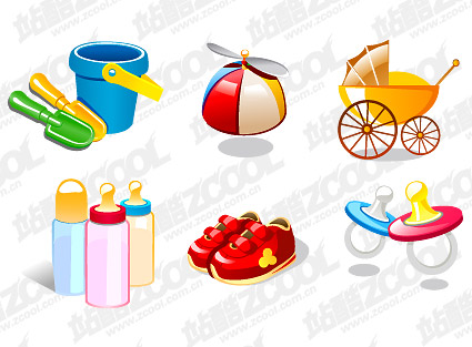 Cute baby design elements vector graphic set 02