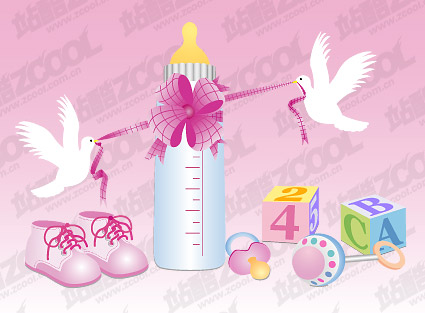 Cute baby design elements vector graphic set 03