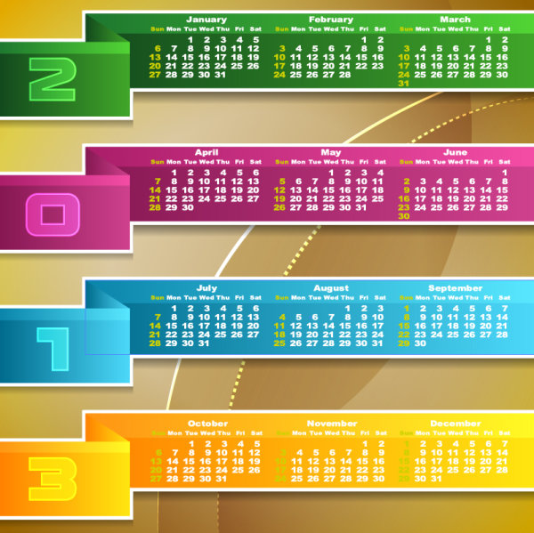 Special of 2013 calendar vector graphics 01