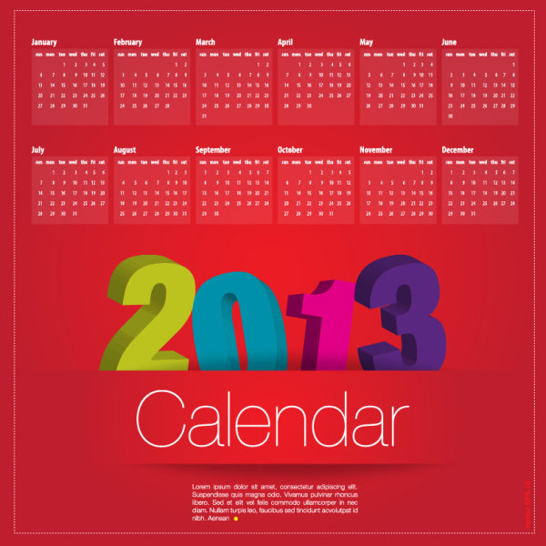 Special of 2013 calendar vector graphics 04