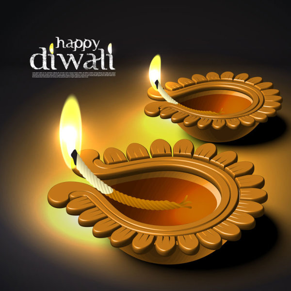India Diwali elements backgrounds vector 03