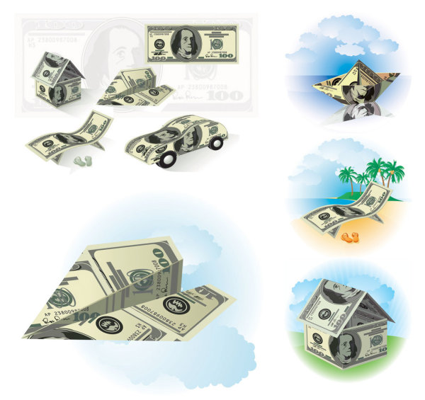 dollar is folded into a goods vector Graphic