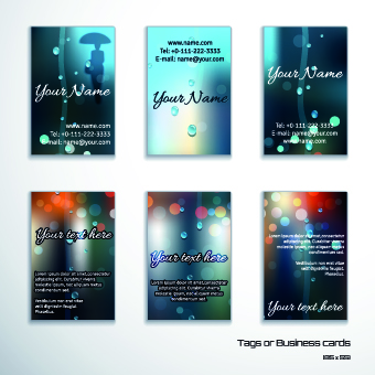 Autumn rain style business card vector 02